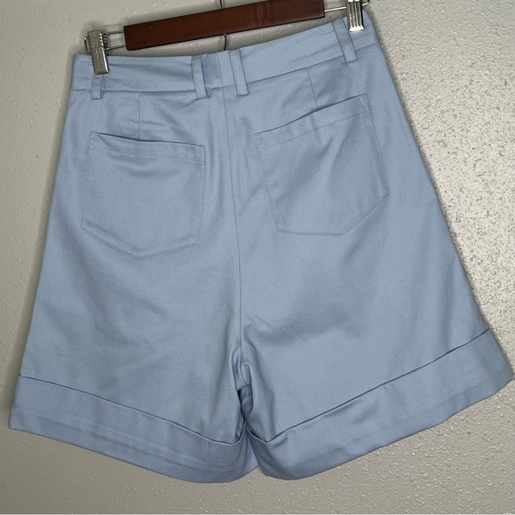Magali Pascal NWT Women's Blue High Waist Cuffed Shorts size Small - Picture 2 of 6